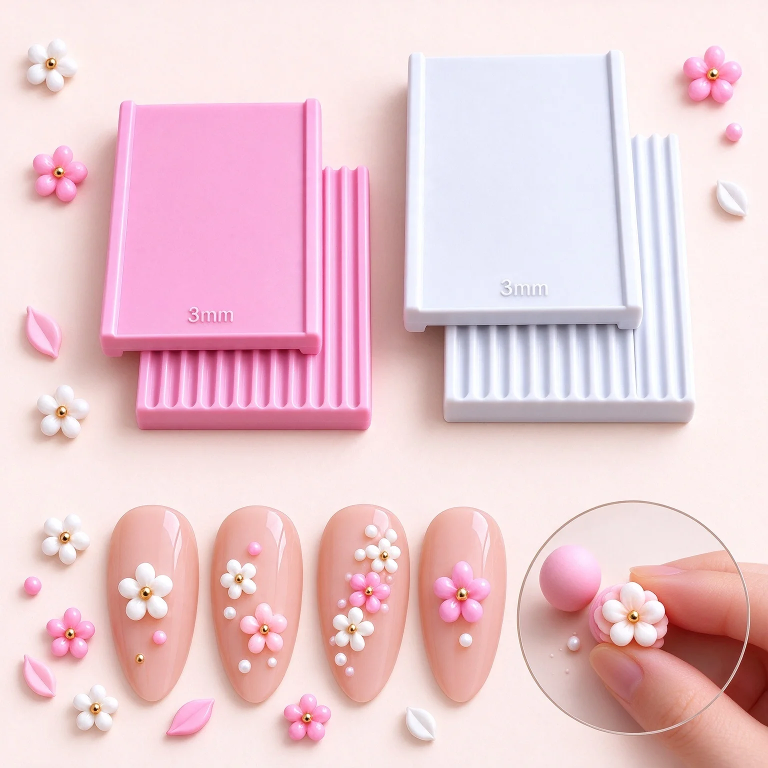 1Pcs 3D Pink White Print Clay Ball Maker Tools 3mm Sphere Shaper Roller Making Tool DIY Ceramic Clays Bead Shaping Mold Template