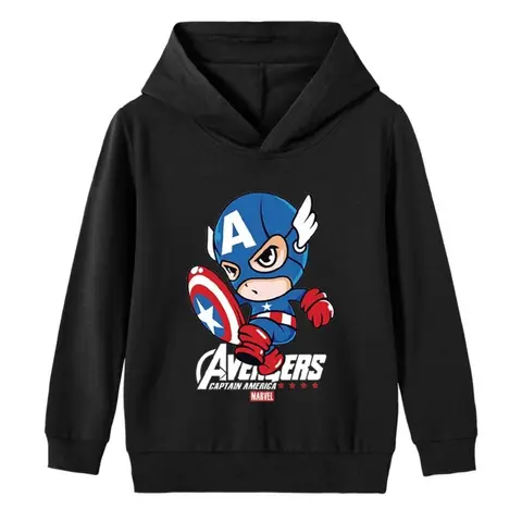 Marvel Captain America Children's Clothing Boys Sweatshirt Autumn and Winter Children's Warm Hoodie Boy Hooded Top