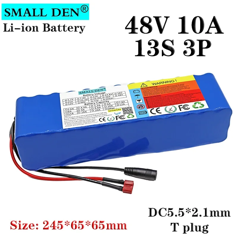 

48V 10Ah camping outdoor battery 18650 lithium ion battery pack 13S3P built-in 20A high current BMS1000w spare battery conversio