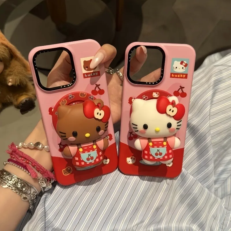 

Cute cartoon character Hello kitty black avatar magnetic phone stand suitable for various iPhone exquisite jackets Holiday gifts