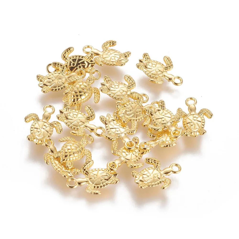 20pcs Alloy  Cadmium Free Nickel Free Lead Free Turtle Golden 16x13x3mm Hole: 1mm