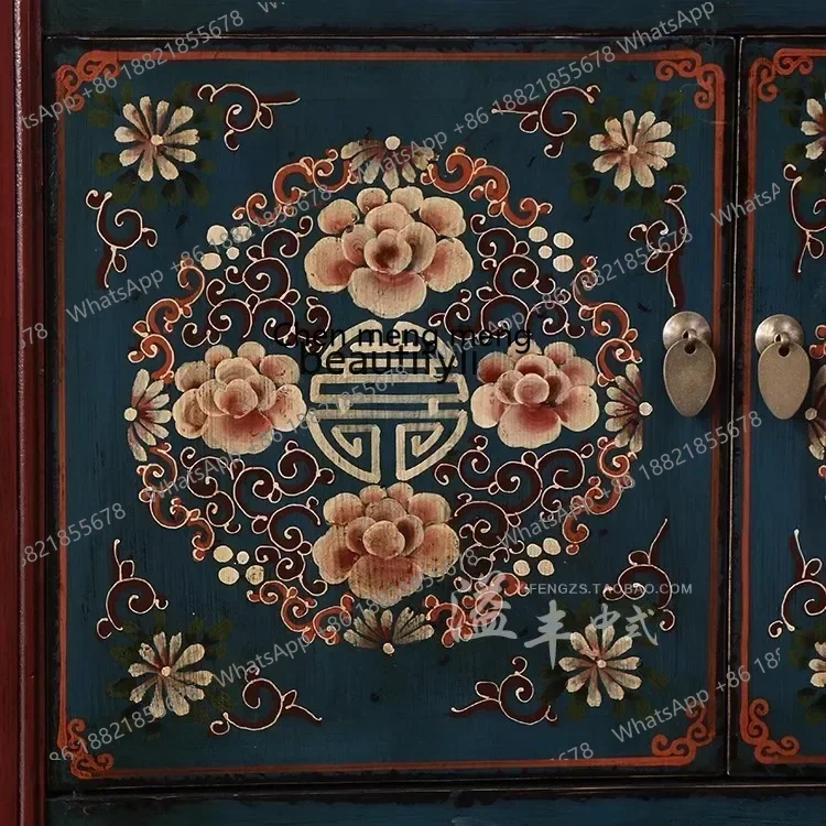 cn8617 ss New style NN New Chinese style antique furniture solid wood painted living room partition foyer hand painted retro dec