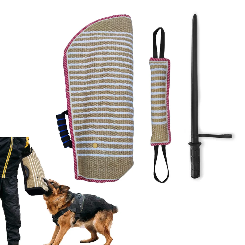 

Dog Training Set Dog Bite Sleeve Pillow Tug Toy Whip Agitation Stick Professional Equipment for Biting Interactive Fetch K9 Pets