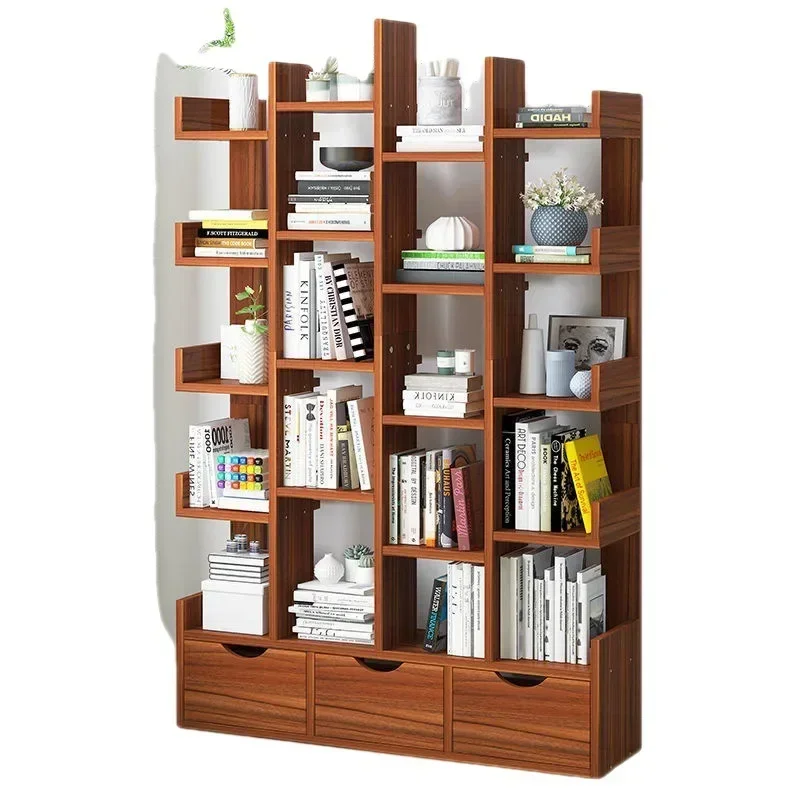 Wooden Bookshelf Floor Multi-layer Simple Student Children's Bookshelf Household Storage Rack Living Room Creative Art Bookcase