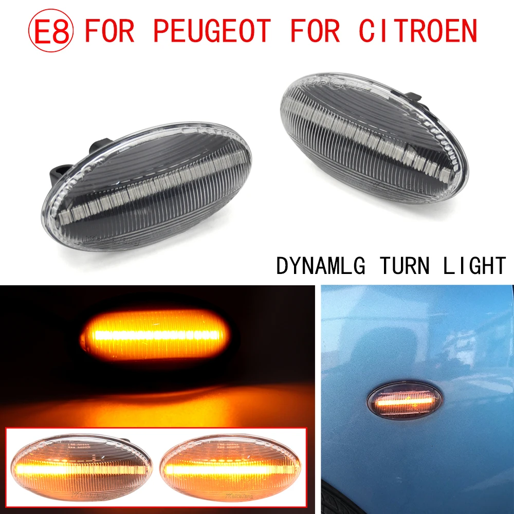 2pcs LED Side Marker Lights Repeater Lamp Car For Peugeot 307 206 407 107 607 For Citroen C1 C2 C3 C5