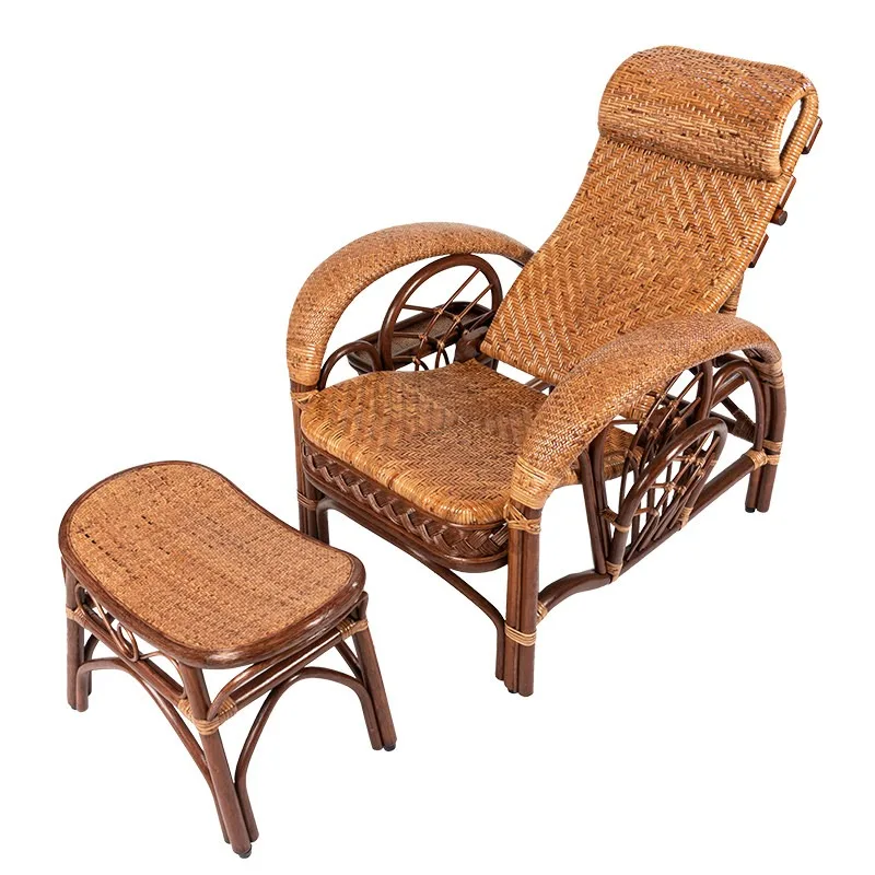 

Раскладное кресло-шезлонг из ротанга True Vine для обеденного перерыва, трехсекционное, с регулируемой спинкой, для балкона, для пожилых людей, для отдыха и сна