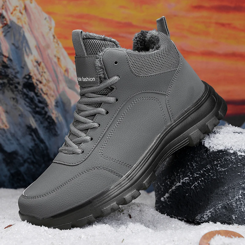 

Winter outdoor Snow Boots men Shoes Anti-slip Casual Soft Comfortable High-top Boots Men Plush Wear-resistant Ankle boots men