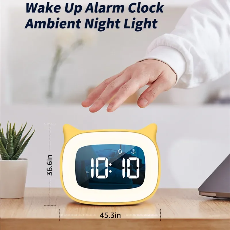 Rechargable Music Digital Alarm Clock Night Light  Snooze Always-on Display Desktop Table Clock 12/24H Dual Alarm  Clock