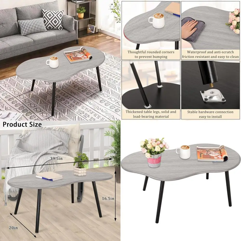 

Журнальный столик в форме фермерского дома в деревенском сером цвете: уникальная центральная часть с деревянной рамой неправильной формы для небольших помещений, идеально подходит для гостиной