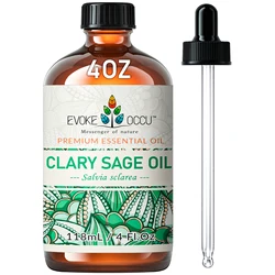 EVOKE OCCU Clary Sage Essential Oils, 118ML/4 Fl.Oz. Premium Plant Oil for Diffuser Humidifier DIY Candle Soap Making Massage