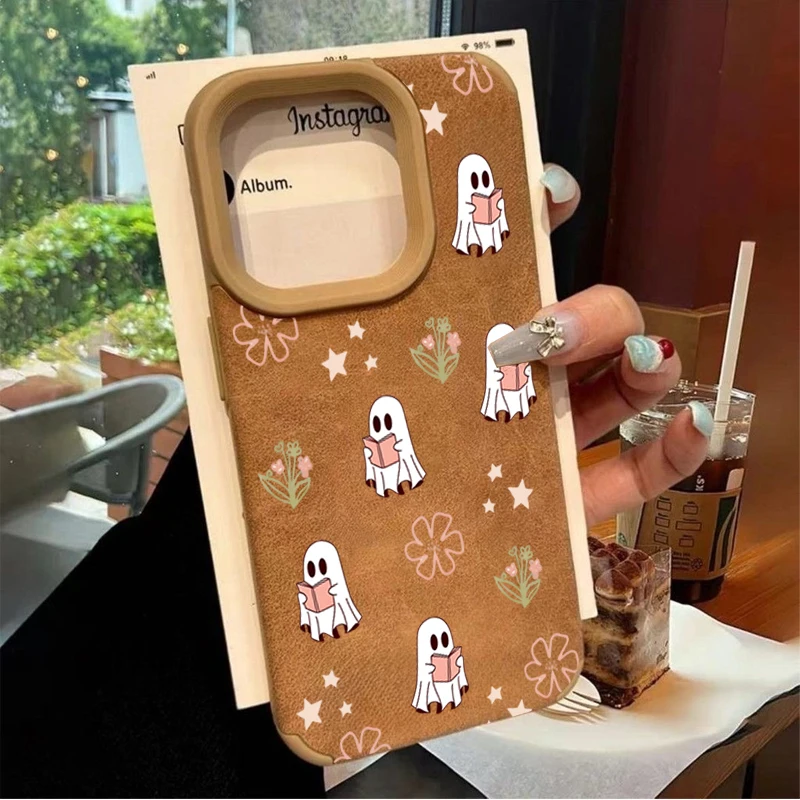 Halloween Floral Book Ghost Phone Case For iPhone 17 Pro MAX 11 Pro XR X 16 15 14 PLUS 13 12 Air Fall Halloween Shockproof Cover