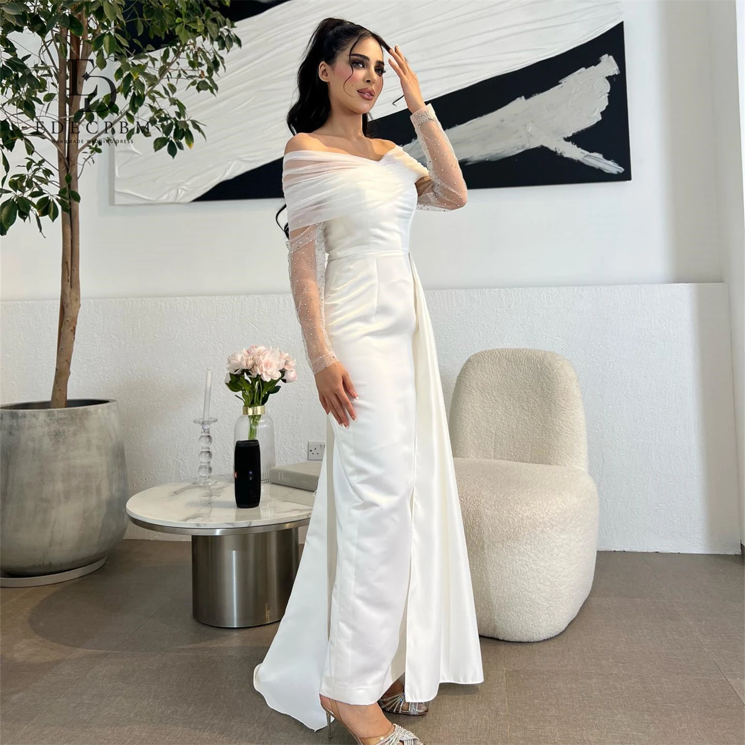 Edcpbm personalizado festa de casamento sereia vestido de casamento tamanhos grandes vestido de noiva luxuoso vestidos de noite de casamento