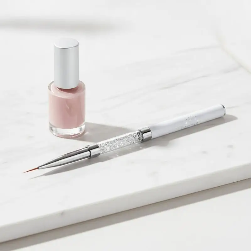 @*Precision Crystal Nail Art Brush Double Ended Liner Painting Pen Portable Manicure Tool for Travel DIY Nail Art Design