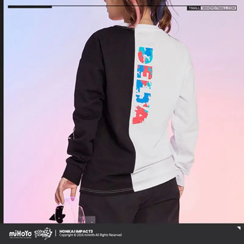 MiHoYo/Honkai Impact 3 Fervent Tempo Δ Themed Long Sleeve T-Shirt Spring/Summer Contrast Print Top for Men and Women Anime Game