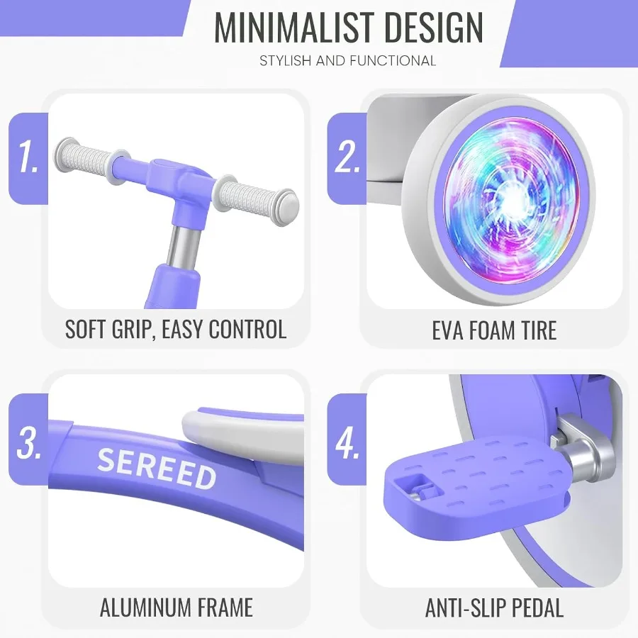 دراجة ثلاثية العجلات للأطفال الصغار بإضاءة ملونة لعمر 2-5 سنوات للأولاد والبنات، مقعد قابل للتعديل ومقود الدراجة، سلة قابلة للإزالة، GIF لعيد الميلاد