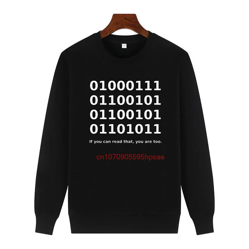 Programmer Geek Binary Ascll Fashion Graphic Sweatshirts Crew Neck Fleece Pullover Printed Sweater Ages Keep Warm Male clothes