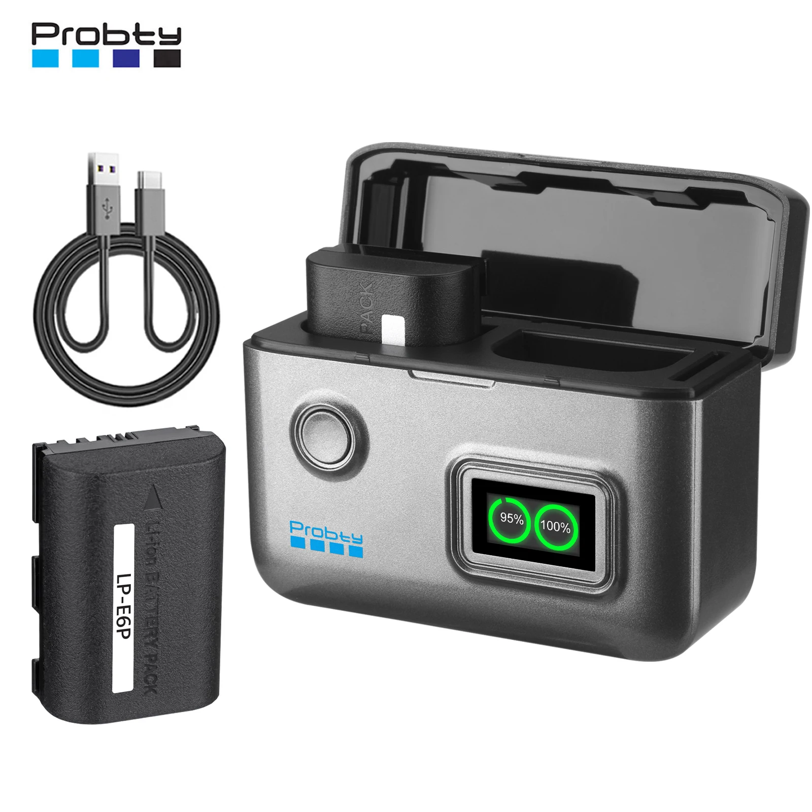 LP-E6P LP-E6N LP-E6NH Replacement Battery and Fast LCD Charger For Canon EOS R5 Mark II EOS R5 EOS R6 EOS R7 EOS R 5D II III IV