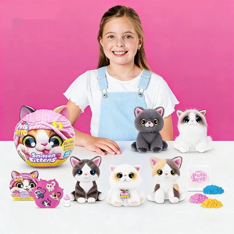 

Cute Cartoon Pets Alive Smitten Kittens Series 2 Blind Box Toy With Sound Light Effects Stuffed Animal Mystery Box Surprise Gift