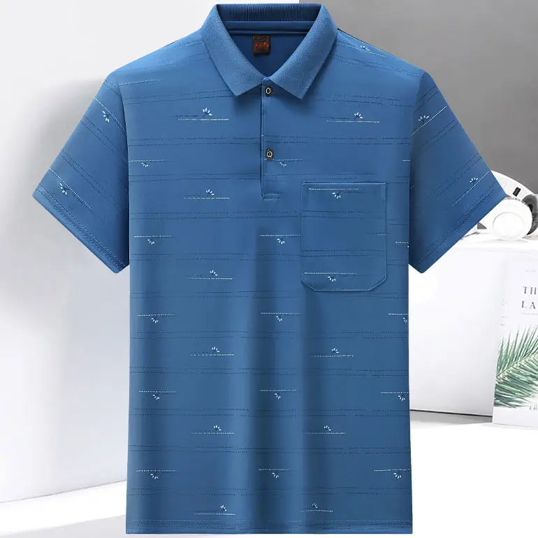

Middle-aged and Elderly Men's Short-sleeved T-shirt with Ice Silk Thin Collar