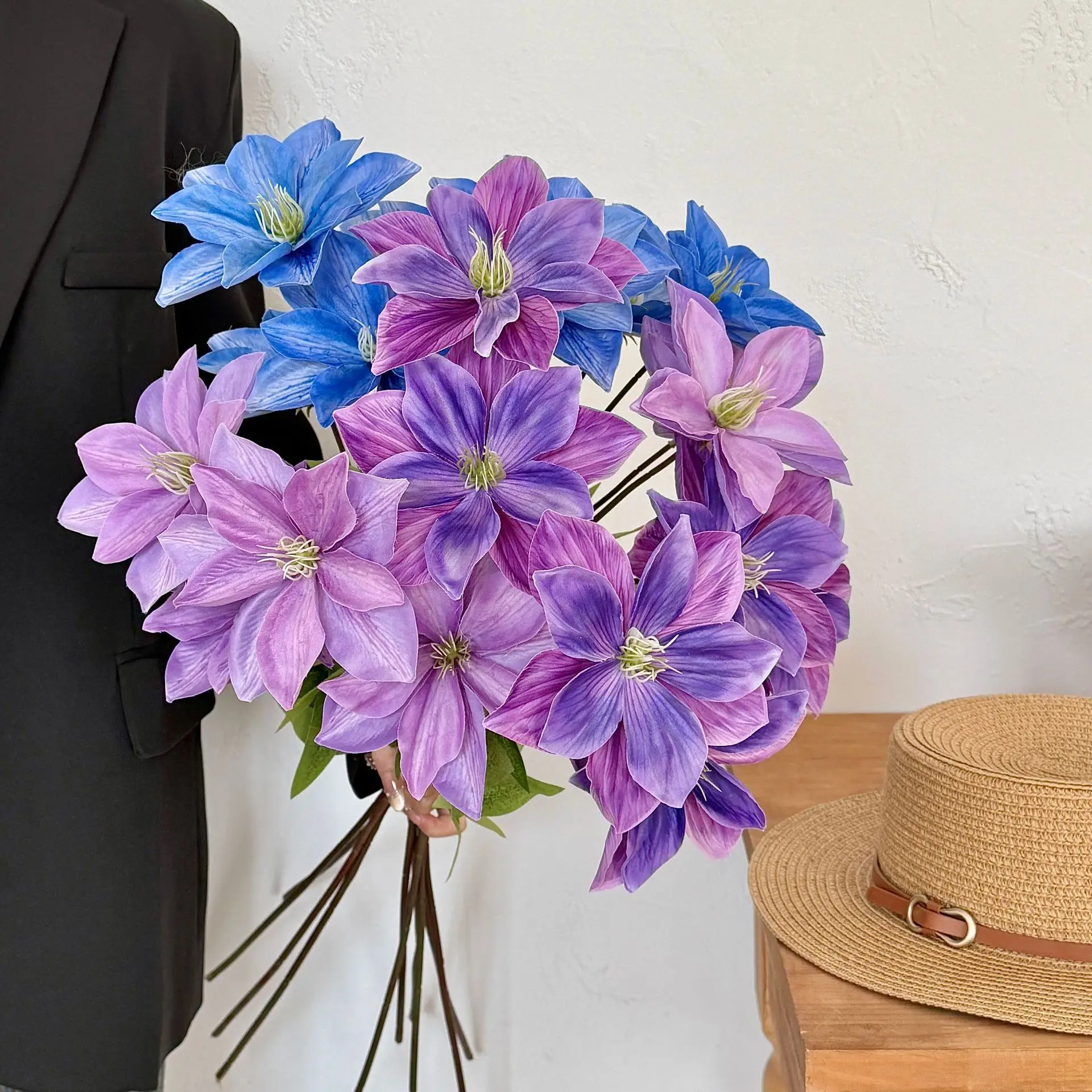 

2 Head Iron Wire Lotus Simulation Flowers Home Living Room Decoration Ornaments Wedding Flower Arrangement Photography Props