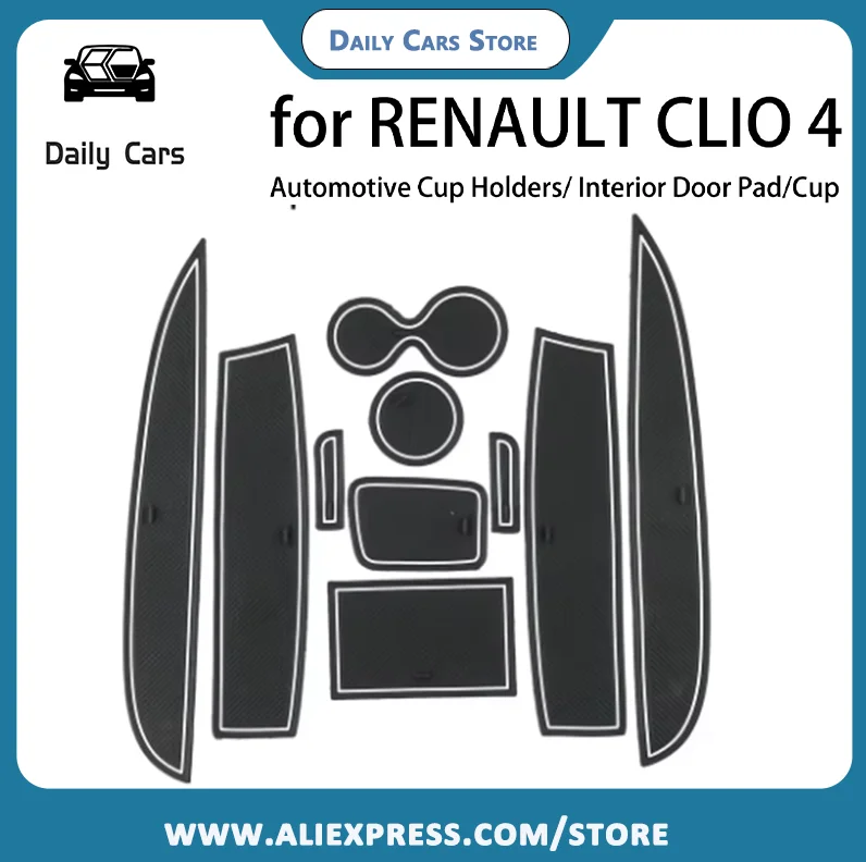 10 개/대 미끄럼 방지 게이트 슬롯 컵 매트 도어 그루브 미끄럼 방지 패드 코스터 매트 For-Clio 4 인테리어 자동차 스타일링 교체