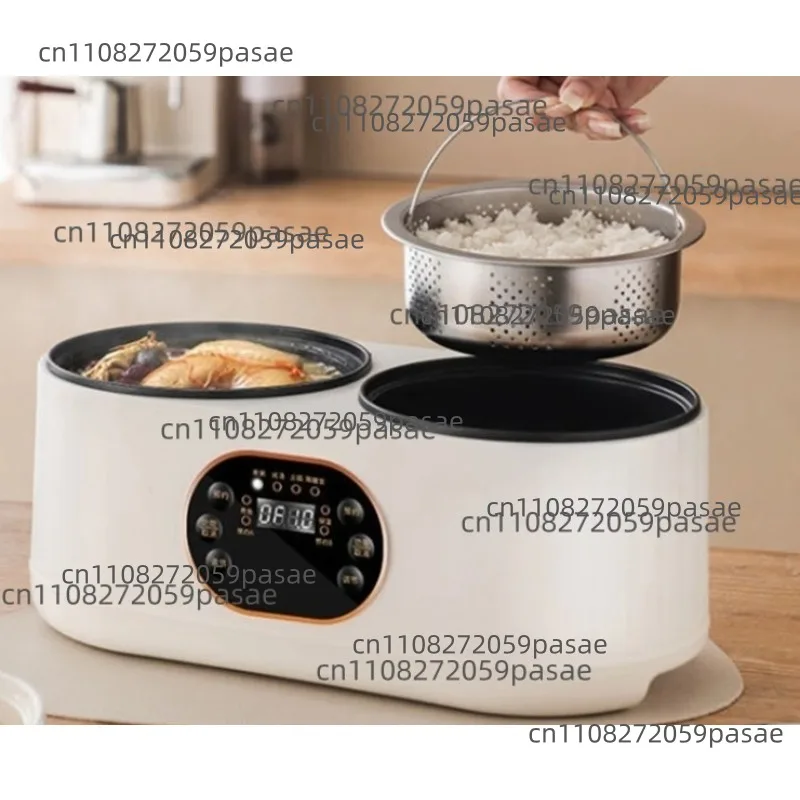 Smart Electric Mini Rice Cooker with Dual Inner Pots, Non-Stick Coating, USB-Powered