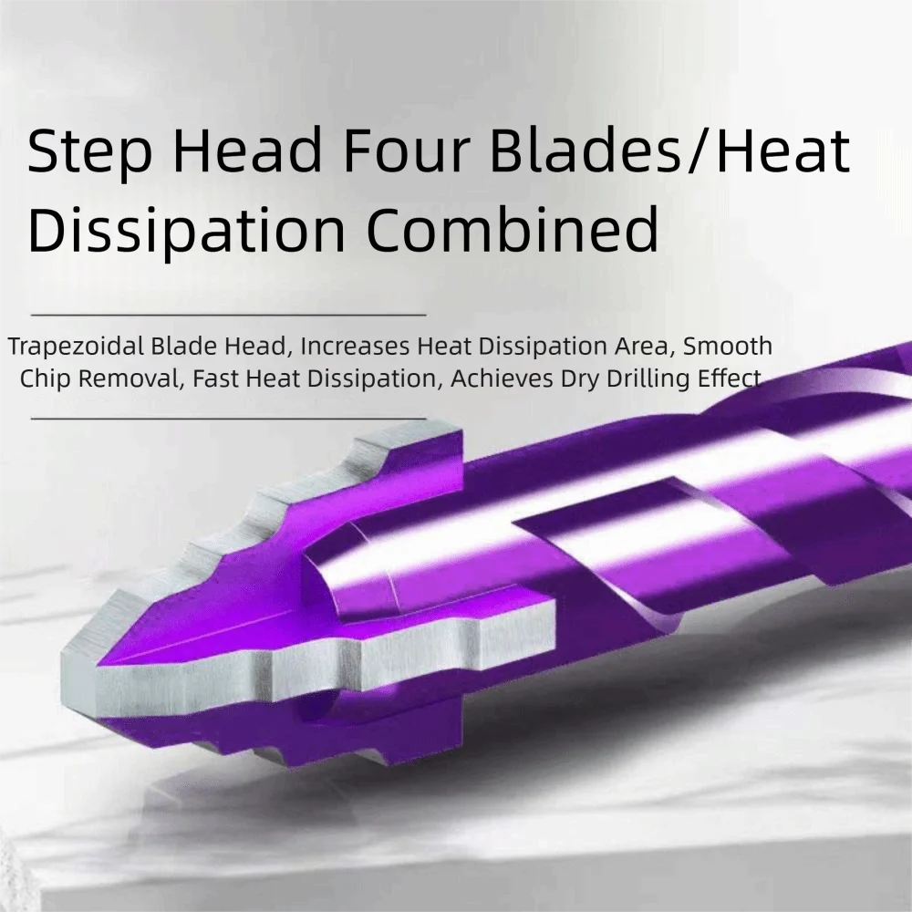 High Hardness Multifunctional Tool Set Rust Resistant Four-Flute Four-Edged Sawtooth Drill Bits Eccentric Design Steel Alloy