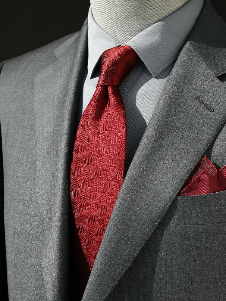 kaiwen-silk-tie-men's-casual-wedding-celebration-red-faion-water-wave-patterned-busin-casual-om-tie-gift-box-set