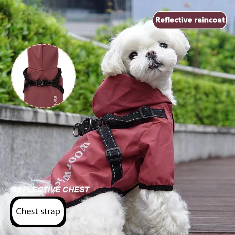 Popular windproof and rainproof jackets for dogs, waterproof ponchos for small and medium-sized dogs, reflective pet clothes