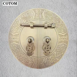 1Set 18CM Brass Antique Cabinet Handles Round Face Plate Back Plate Handles For Furniture Door Pull Lock Latch Accessories
