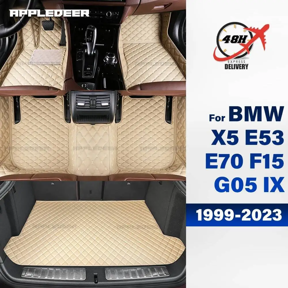 Car Floor Mat Trunk mat For BMW X5 E53 1999-2007 E70 F15 G05 2006-2023 IX 2022-2023 Auto Carpet Cover Interior Accessories