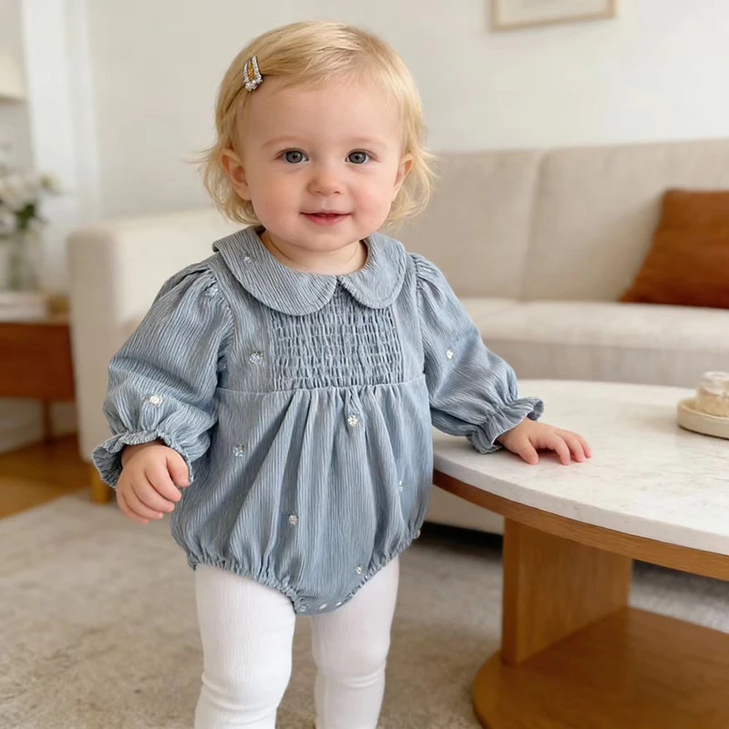 2026 neue Frühjahr 0-24 M Neugeborenen Baby Mädchen Koreanischen Stil Anzug Bodys Umarmung Lange Ärmeln Baumwolle Stickerei baby Mädchen Kleidung