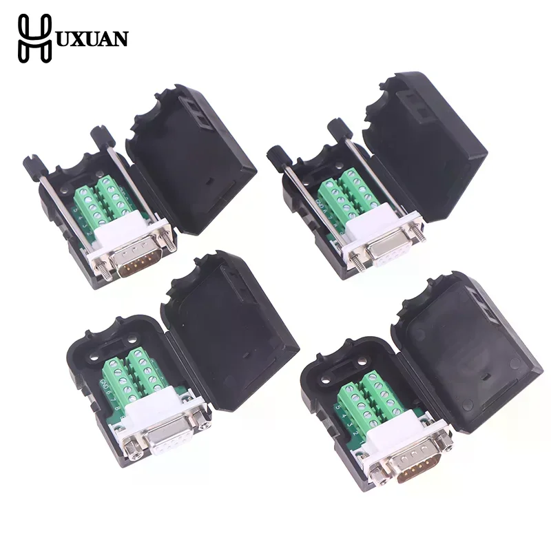 DB9 Serial Adapter RS232/485/422 Connector Male Female 9 Pin Breakout Terminals COM Connector 21-24 AWG Wire Solderless