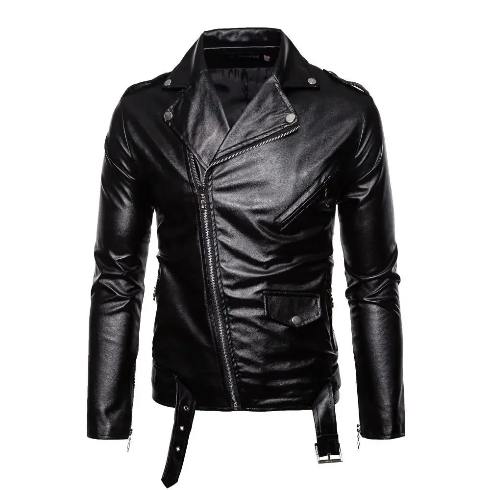 Mens Spring Autumn New Leather Jackets Men Korean Casual Slim Motorcycle PU Leather Coats Street Hip Hop Punk Zipper Outwear 4XL