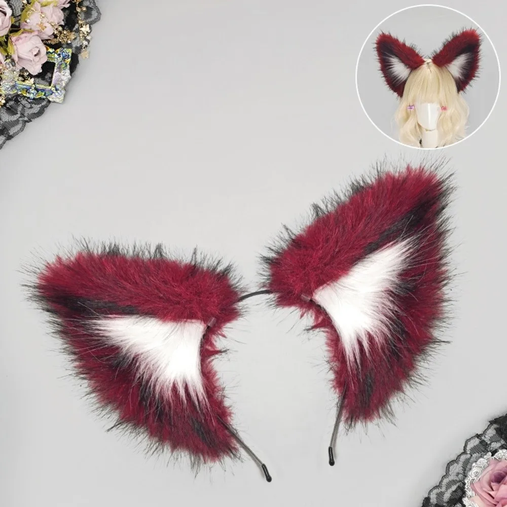 New Realistic Fox Ear Headband Handmade Lolita Animal Ear Headwear Faux Fur Furry Hair Band Cosplay Costume