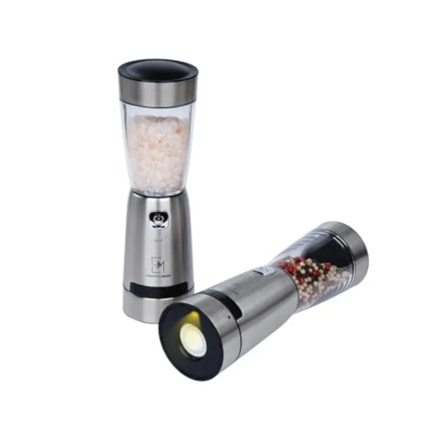 

Electric Salt and Pepper Grinder Set Rechargeable Stainless Steel Mills Upgraded 800mAh Battery Large 200ml Capacity and 5 Adju