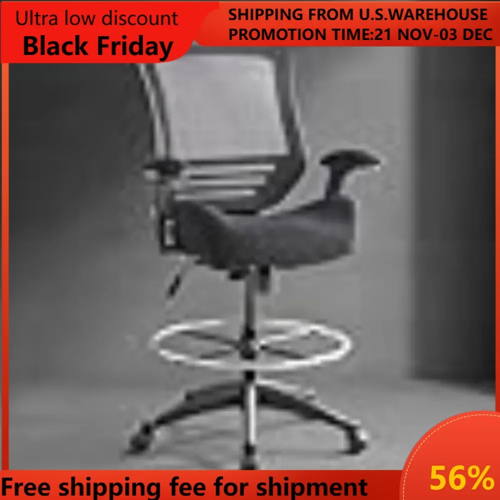 400lbs Mesh Ergonomic Drafting Chair,Tall Office Chair, Standing Desk Chair,Height Adjustable Armrest,Lumbar Support,Foot Ring