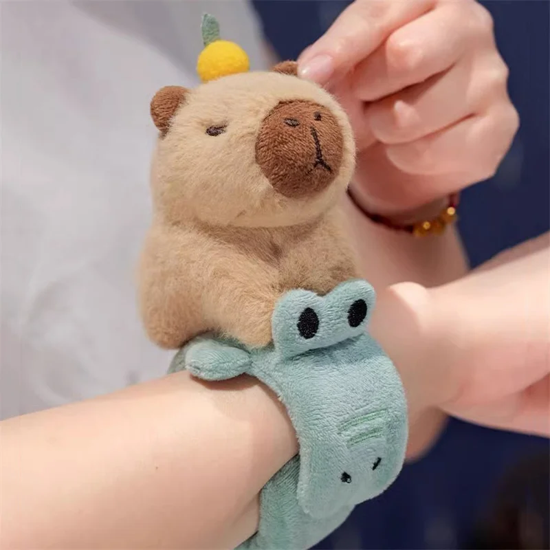 Capybara Clap Circle juguetes Slap Snap Wrap pulsera Capybara anillo de mano de felpa diversión Pop círculos niños regalo de Navidad