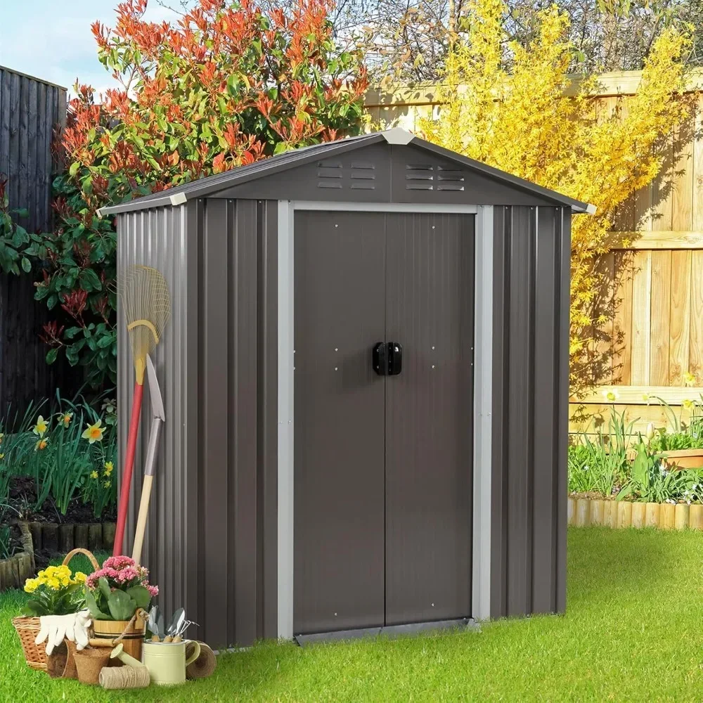 5 x 3 x 6 FT Outdoor Storage Shed Clearance with Lockable Door Metal Garden Shed Steel Anti-Corrosion Storage House Waterproof