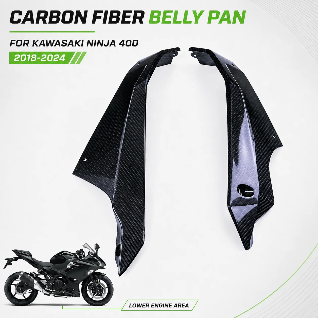 

Belly Pan Lower Fairing Side Panels Carbon Fiber Under Cowl Engine Guard for Kawasaki Ninja 400 EX400 2018-2024 Motorcycle Parts