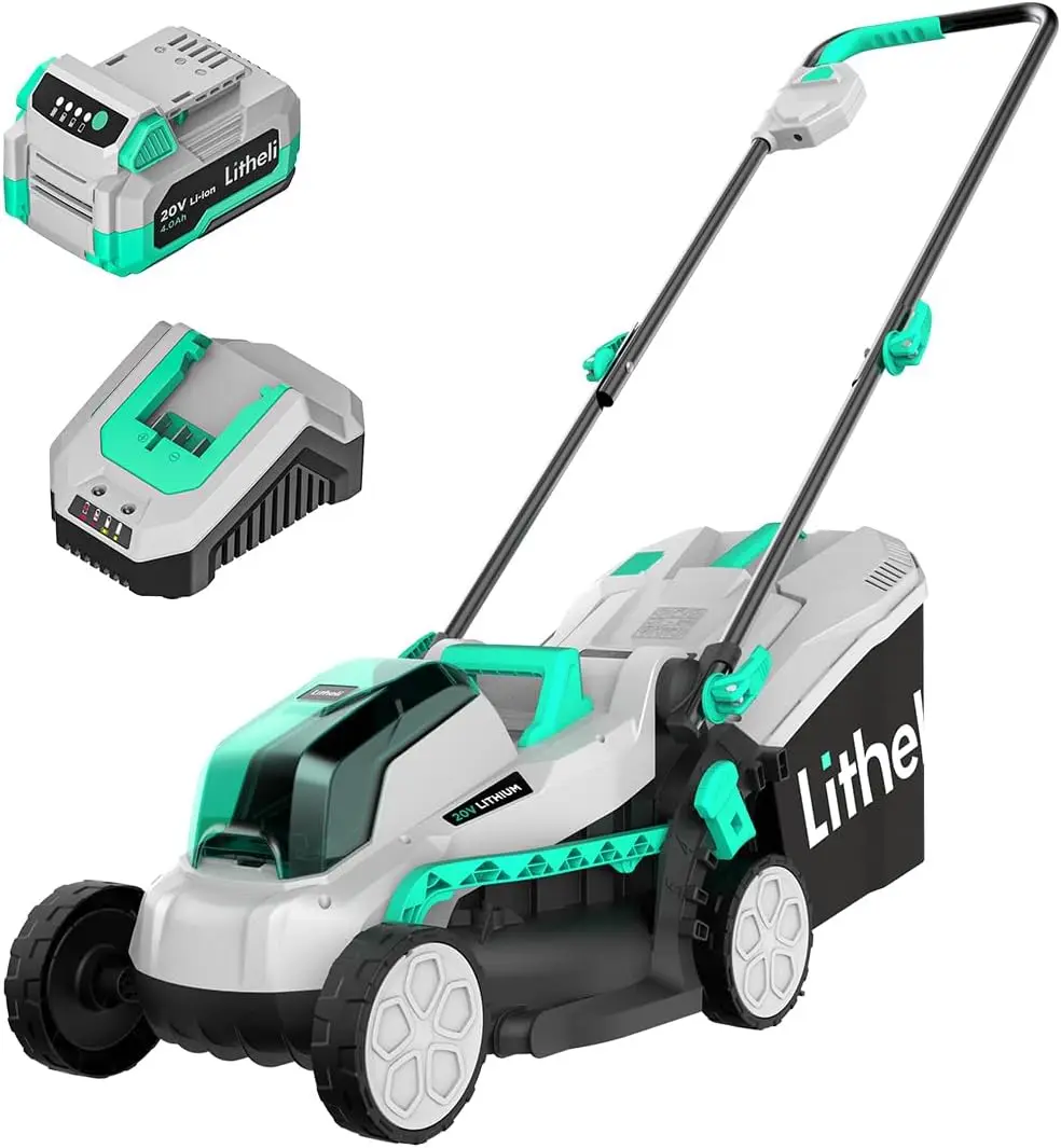 

Litheli 20V 13" Cordless Lawn Mower, Electric Lawn Mowers for Garden,Yard and Farm,5 Heights,with Brushless Motor,4.0Ah Battery