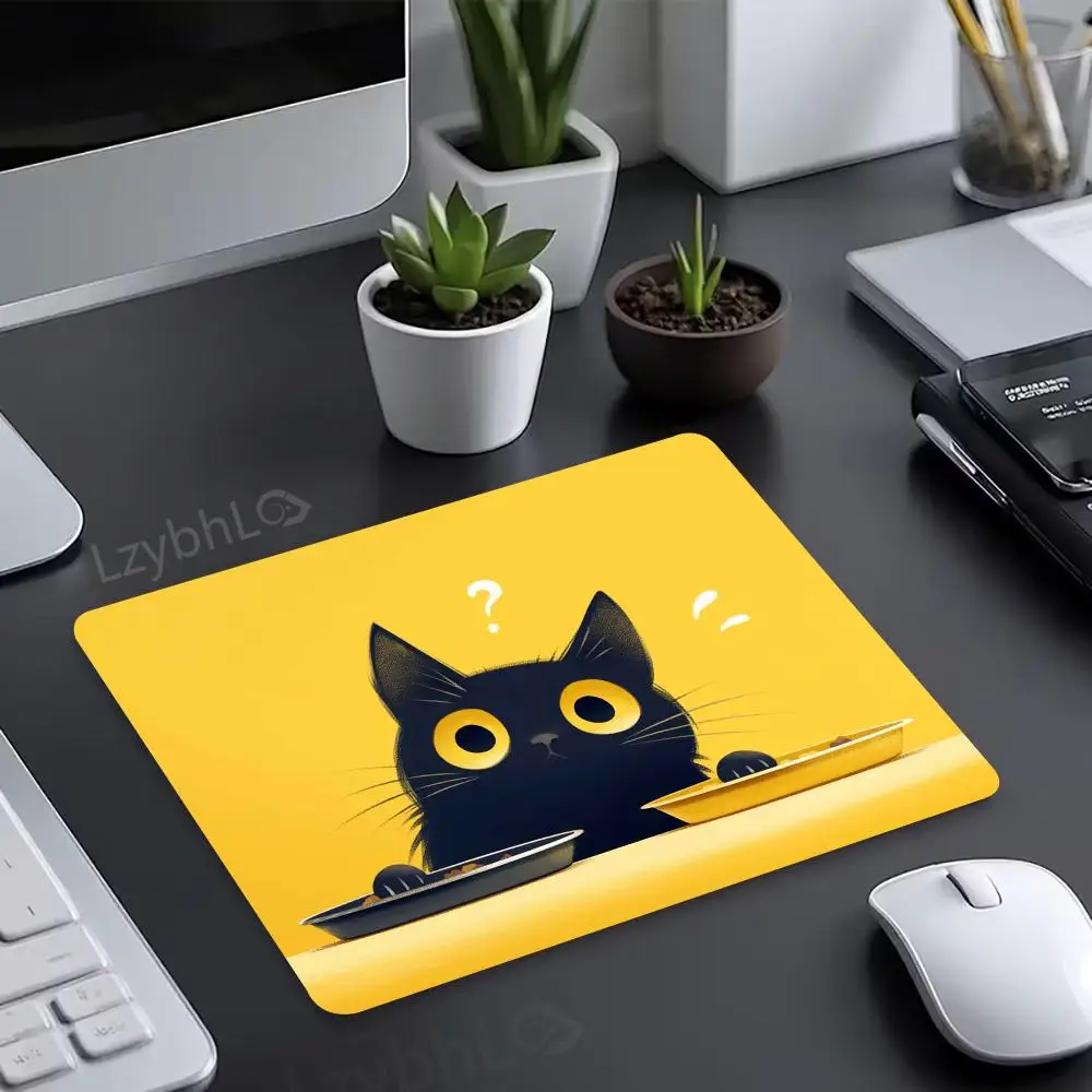 Cute Cartoon Cat Head Mouse Pad Small Gamer Rubber Desk Mat Square Gaming Office Accessories Mousepad Keyboard Game Table Mats