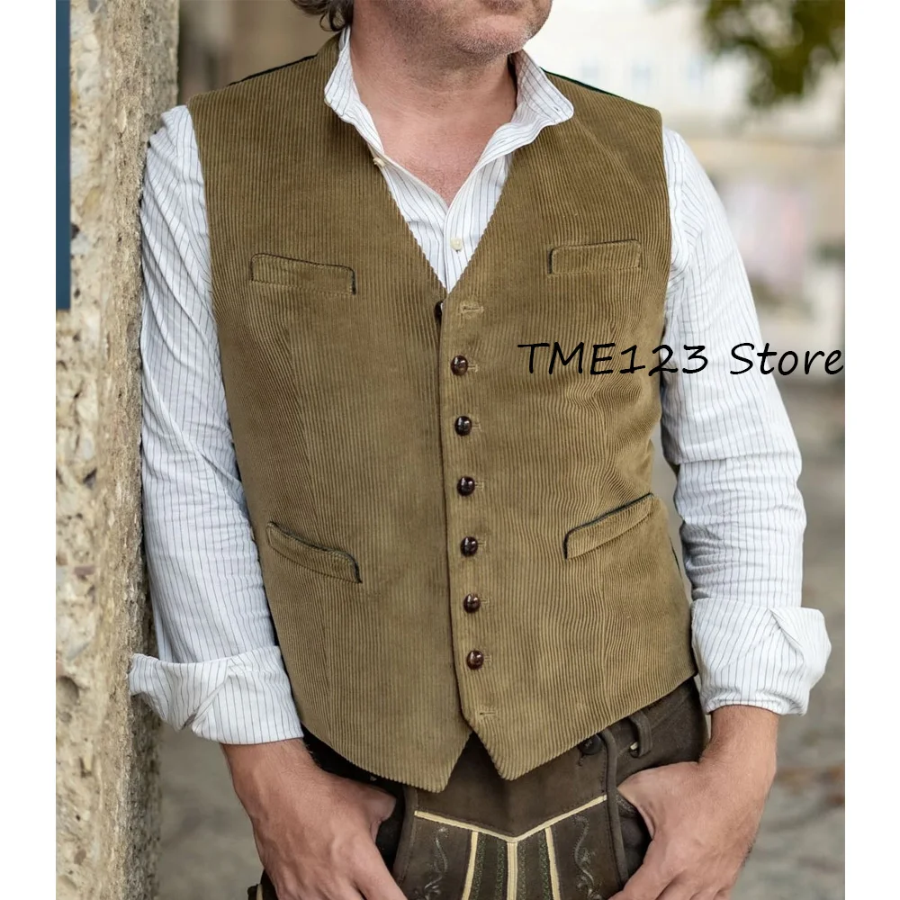 

Мужской классический жилет из вельветовой ткани с v-образным вырезом, однобортный модный костюм, повседневные рабочие жилеты без рукавов, костюмы, блейзер, одежда