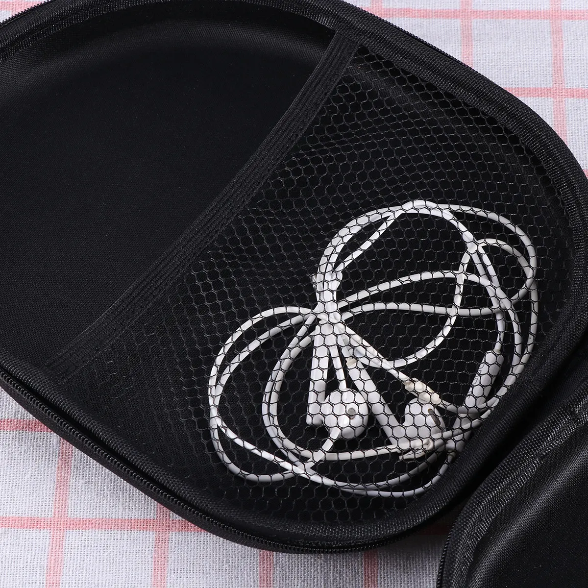 Black Portable Headphone Bag Nylon Mesh Case Soft Inner Lining Pouch Compatible for Mdr-Zx100 Zx110 Zx300 Zx310