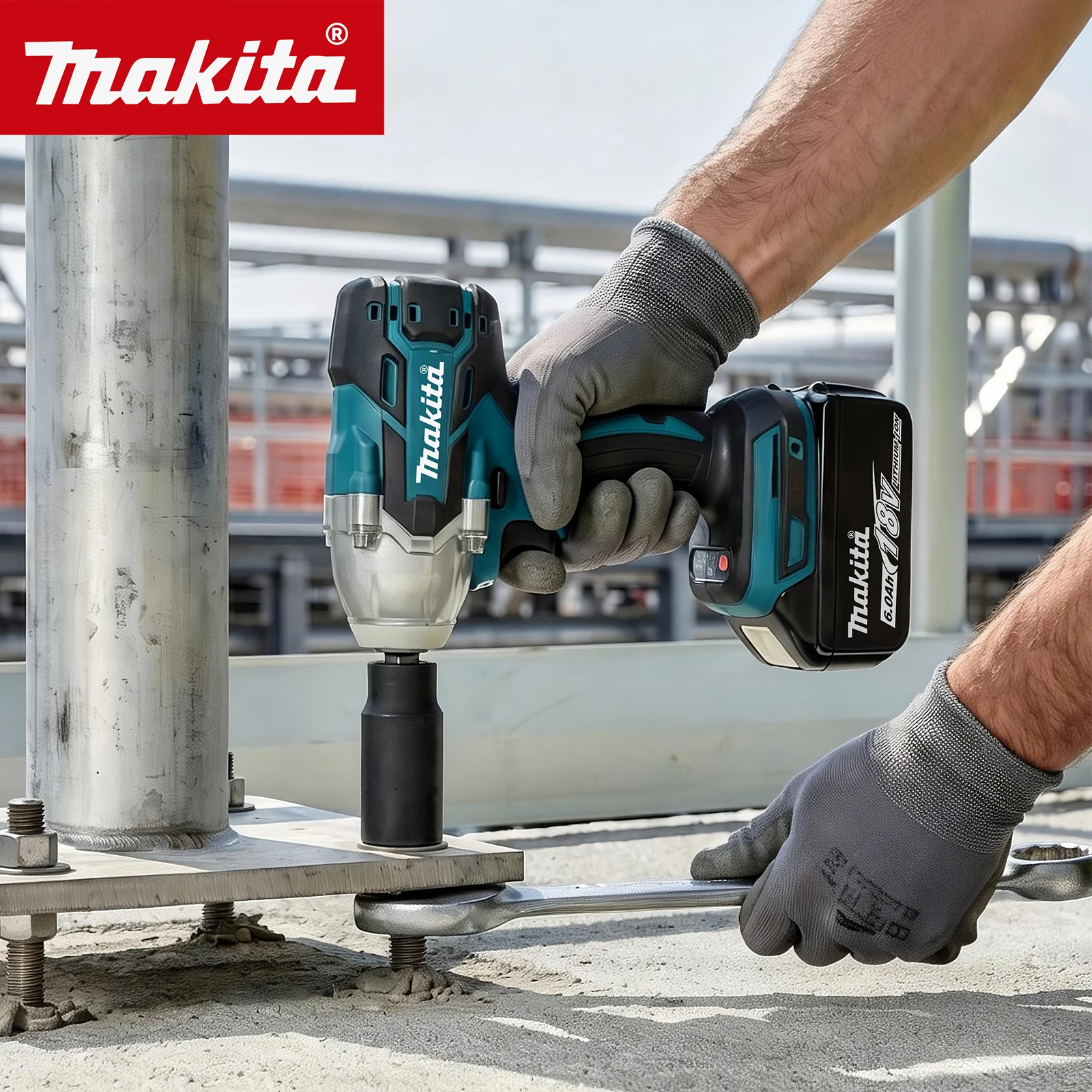 Makita DTW285 Cordless Wrench Multi Cooling Vents Anti-Slip Handle Farm Metal Fence Bolt Fastening Construction Power tools