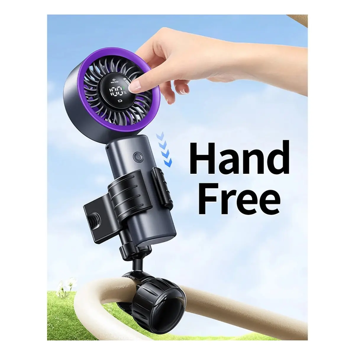 HDL Adjustable Baby Stroller Handheld Fan Holder Clip Universal Handheld Fan Turn to Clip-on Fan Baby Stroller Accessories