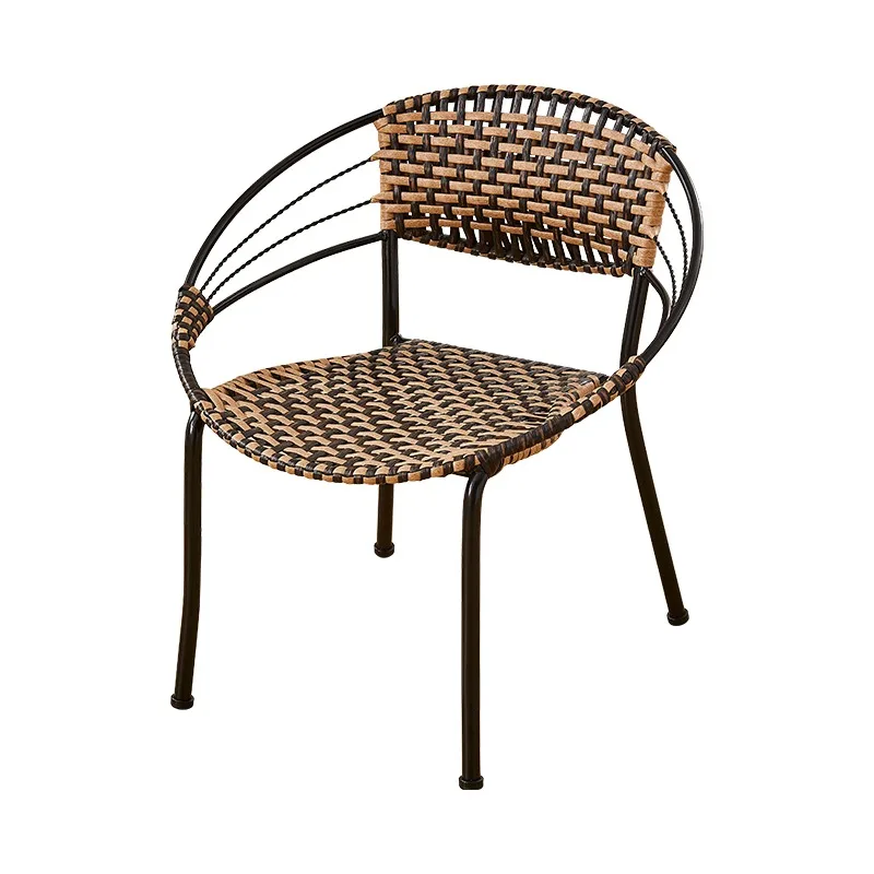 Rattan Woven Chair, Small Kids Stool & Backrest Seat, Stackable for Home, Adult Leisure Chair, Indoor Outdoor Use, Multi-purpose