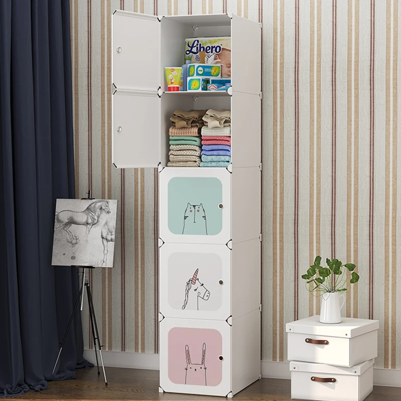 Simple Modern Wardrobe Minimalist Nordic Baby Portable Cupboard Wardrobe Clothes Storage Organizer Plastic Armario Furniture