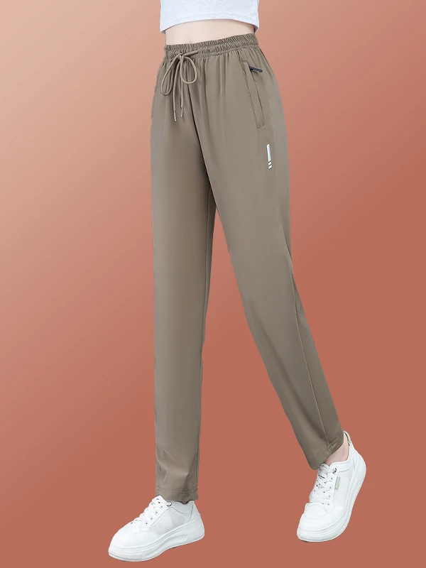

Ice Silk Casual Pants Women's Summer Thin New Loose Faion Mom Straight Leg Pants Qui Dry Sports Trousers High Waist Long ...