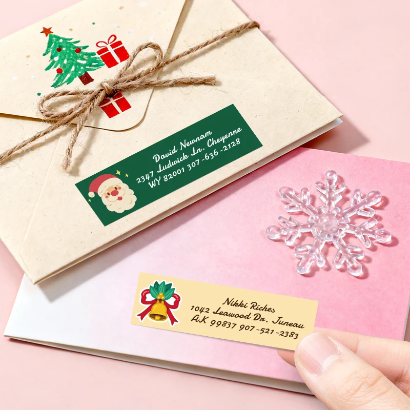 ملصقات عنوان عيد الميلاد المخصصة - علامات شخصية للهدايا والبطاقات والمغلفات والديكورات الاحتفالية ‌   لوازم الحفلات